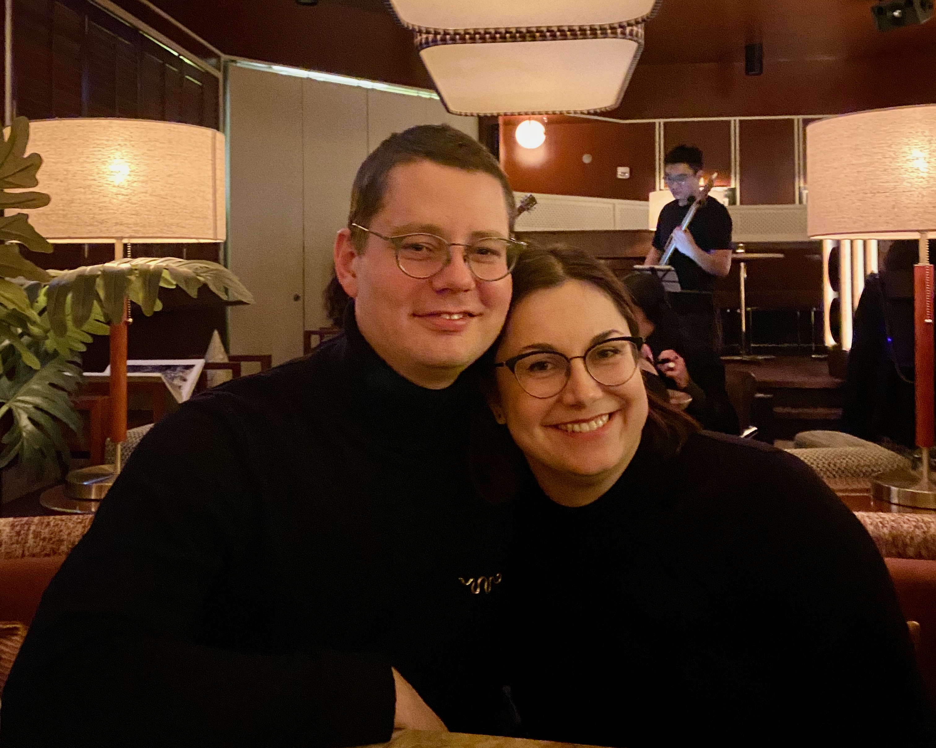 Adam & Michelle posing at Bar Mimi